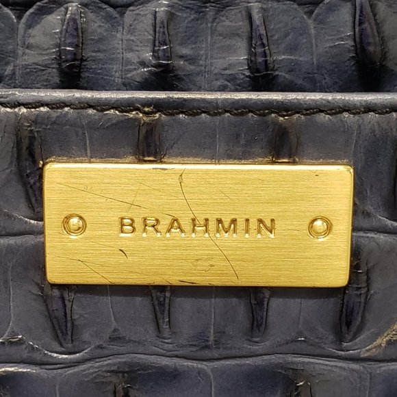 BRAHMIN Duxbury Weekender Leather Travel Bag Blue Melbourne - Picture 8 of 16